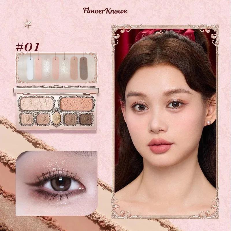 Flower Knows Fard de pleoape Pressed Glitter Căpșuni Rococo 5 Culori Textură Cremă Bronz Natural Farduri de ochi Cosmetice