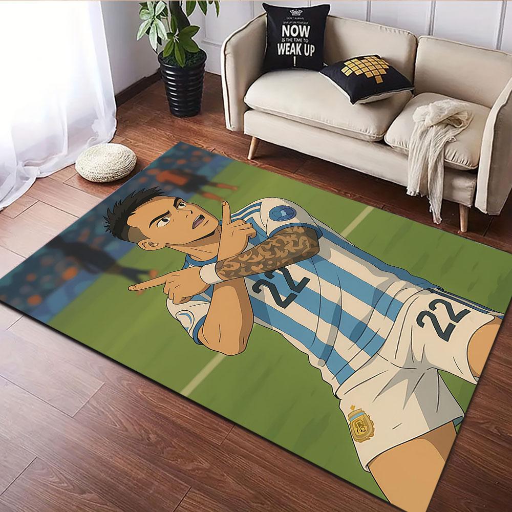 Soccer Player Celebration Anime Style Patterned carpet, suitable as a non slip play mat for the living room and bedroom sofa