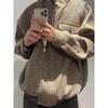 Men's Korean Style Houndstooth Retro Stand-up Collar Harrington Jacket, Autumn/Winter Wool Coat