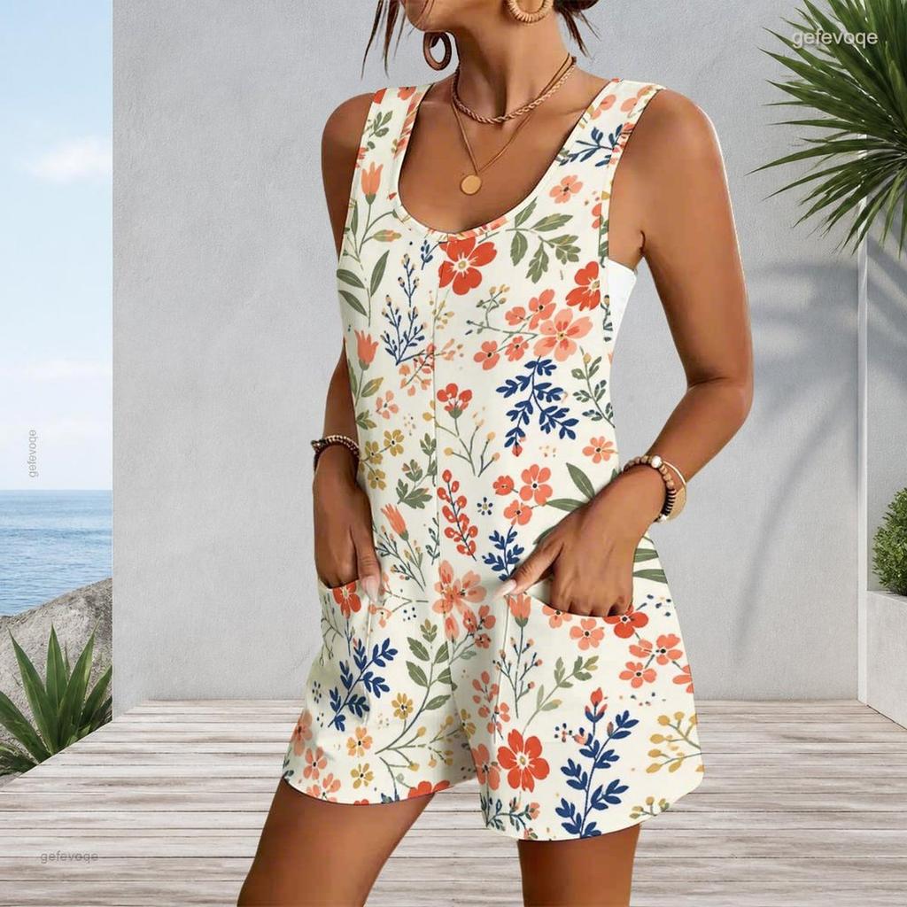 Plus Size Womens Romper Tank With Side Pockets
