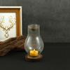 Glass Candle Holder Candle Heating Holder with Wooden Base Aromatherapy Incense Burner for Yoga SPA Aromatherapy