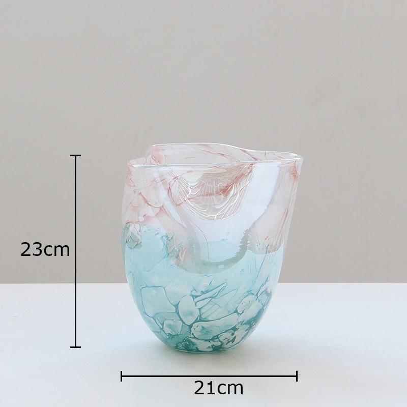 Pink Blue Gradient Glass Vase Hydroponics Plant Pots Table Decoration Flowers Arrangement Floral Vases Room Aesthetic Decor