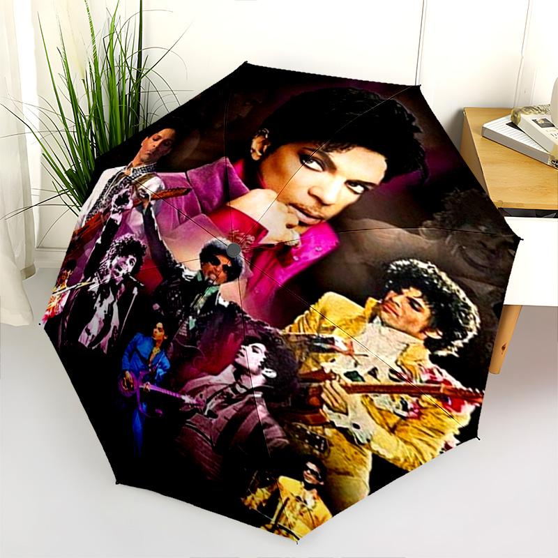 Prince's Iconic Guitar Artistry Folding Umbrella Portable Travel Gift Umbrella Three Folds