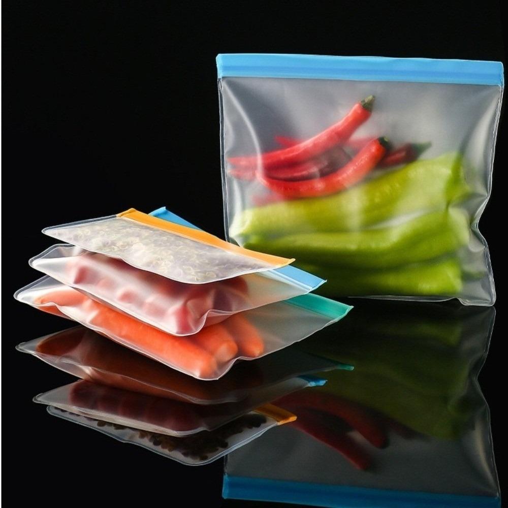 5 Stück/Set Wiederverwendbare Silikon-Lebensmittelaufbewahrungsbehälter Stand-Up-Design Umweltfreundliche Lebensmittelaufbewahrungstasche Reißverschluss Auslaufsicher