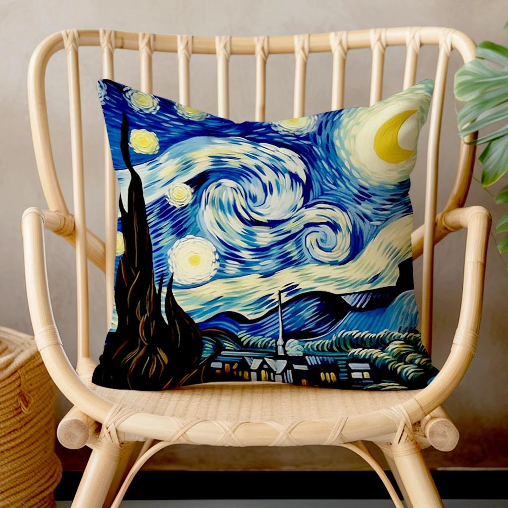 Van Gogh's Paintings Pillow Case Double Prints Cushions Pillowcase Cushion Cover Throw Pillow Sofa Decor Pillowcover Home Decor