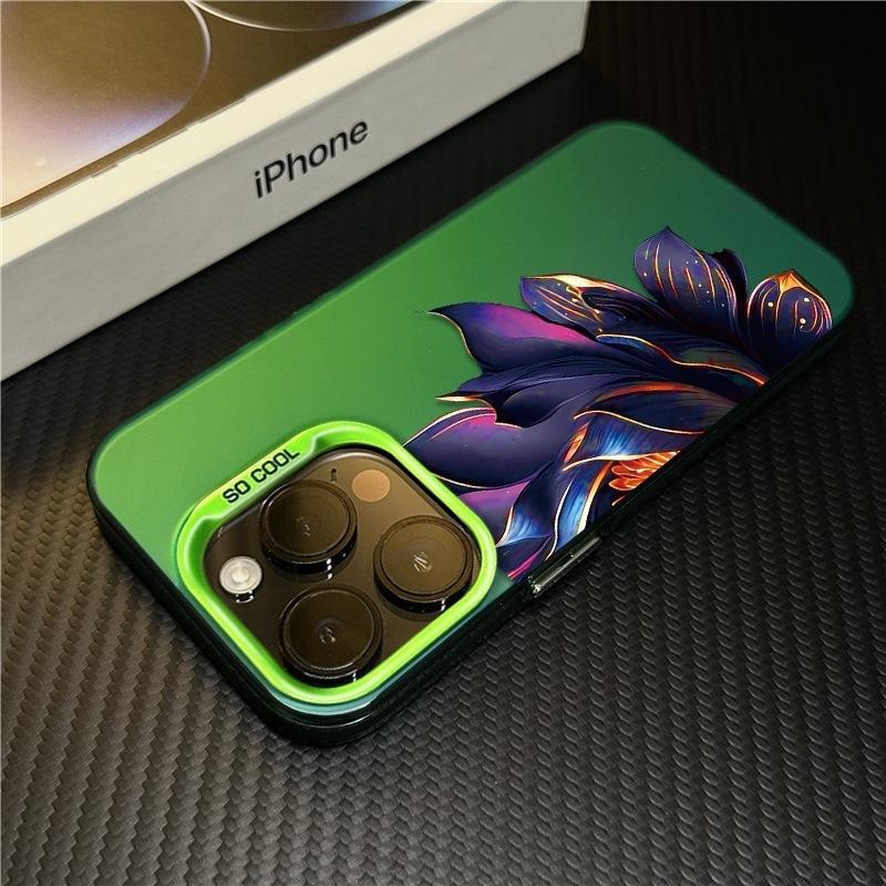 Purple Lotus Applies To Apple 16promax Mobile Phone Case 15 Anti-drop iPhone14 Protective Case 13 Creative Personality