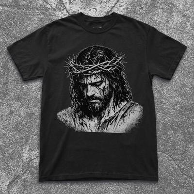 Jesus Vintage Graphic Tee Retro 90s Christ Crucifixion Shirt Jesus Is King Unisex T-Shirt