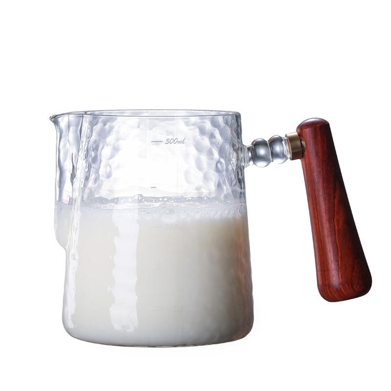 Latte Cup, Coffee Latte Tank Thickened Handmade Hammer Pattern Borosilicate Glass, Coffee Machine Matching Milk Foam Cup Utensils