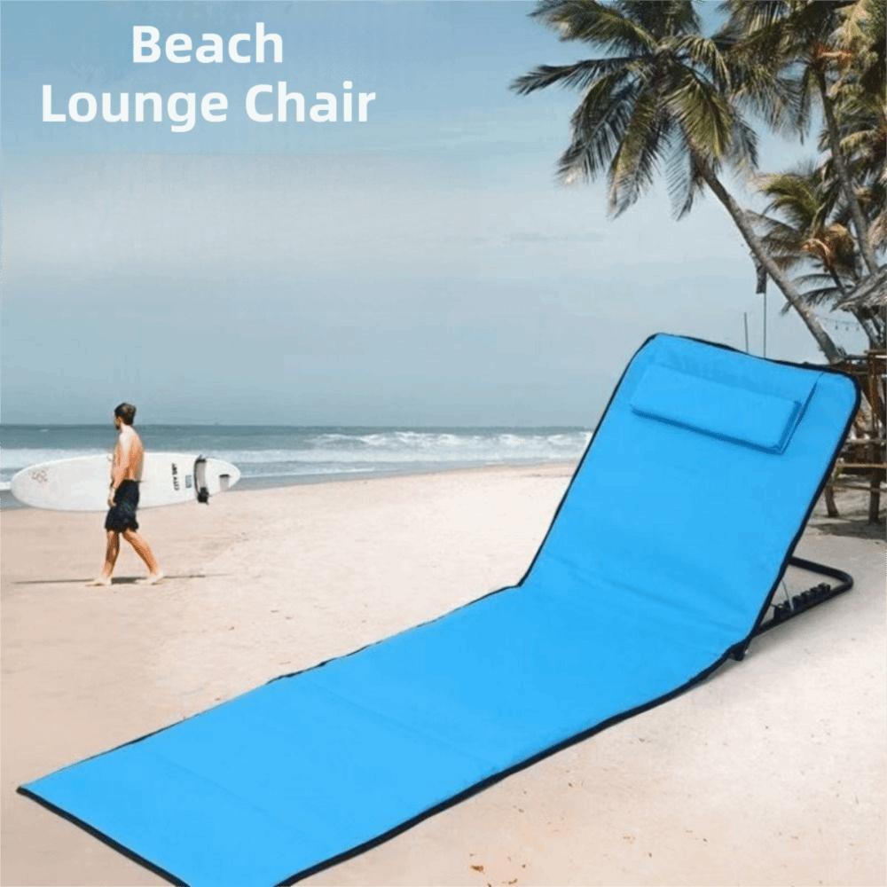 Rollaway Bed Foldable Design Beach Lounger Headrest Reclining Function Camping Lounger With Handle Outdoor Chaise Garden Use