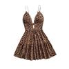 Neckholder-Kleid Sommer Leopard Sexy Rückenfrei Urlaub Meerseite Strand Aushöhlungen Kleider