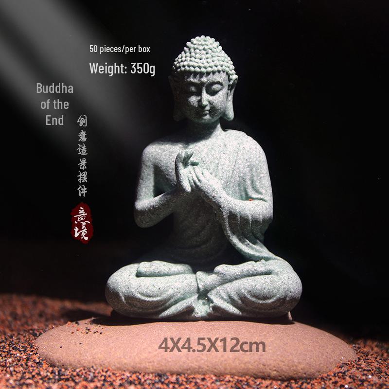 Statue de Bouddha en grès chinois - Décoration pour jardin intérieur et aquarium