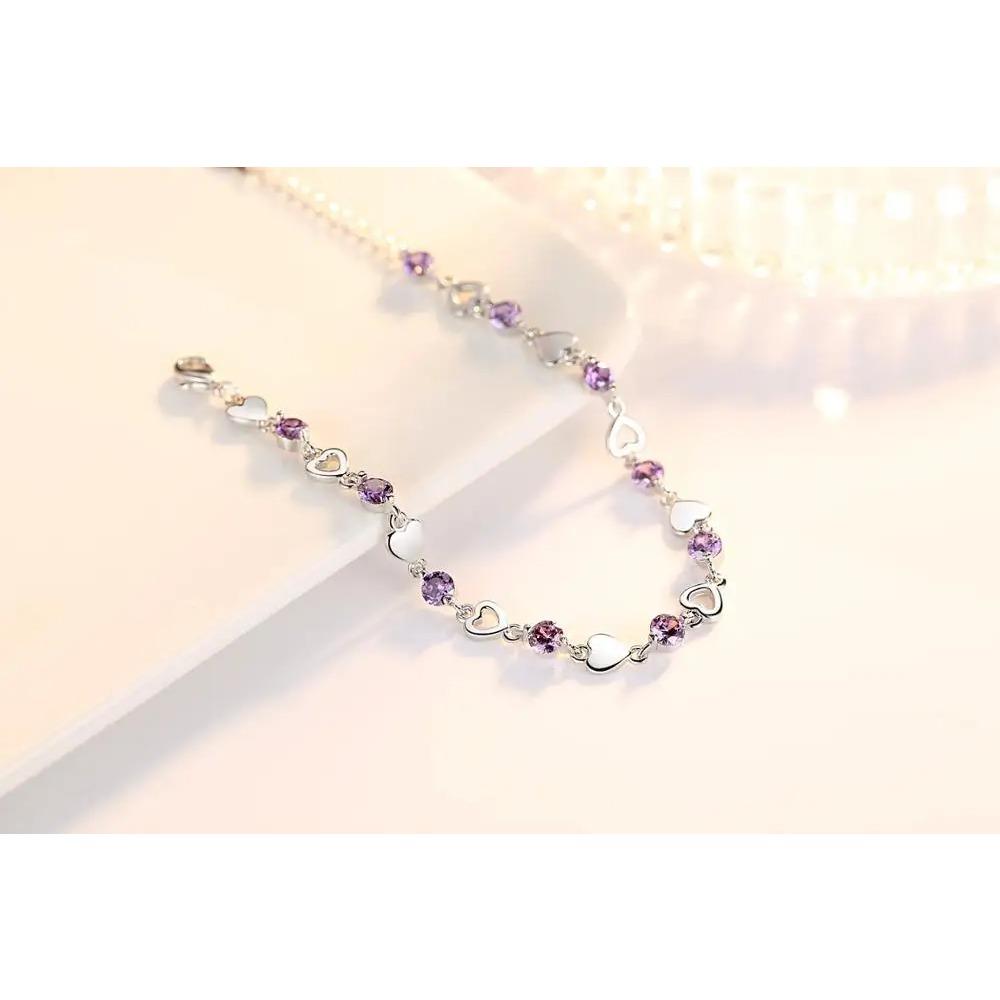 925 Silber Herzarmband Für Frauen Mode Zirkonia Kristall Schmuck Liebe Pulseira Feminina S-B144