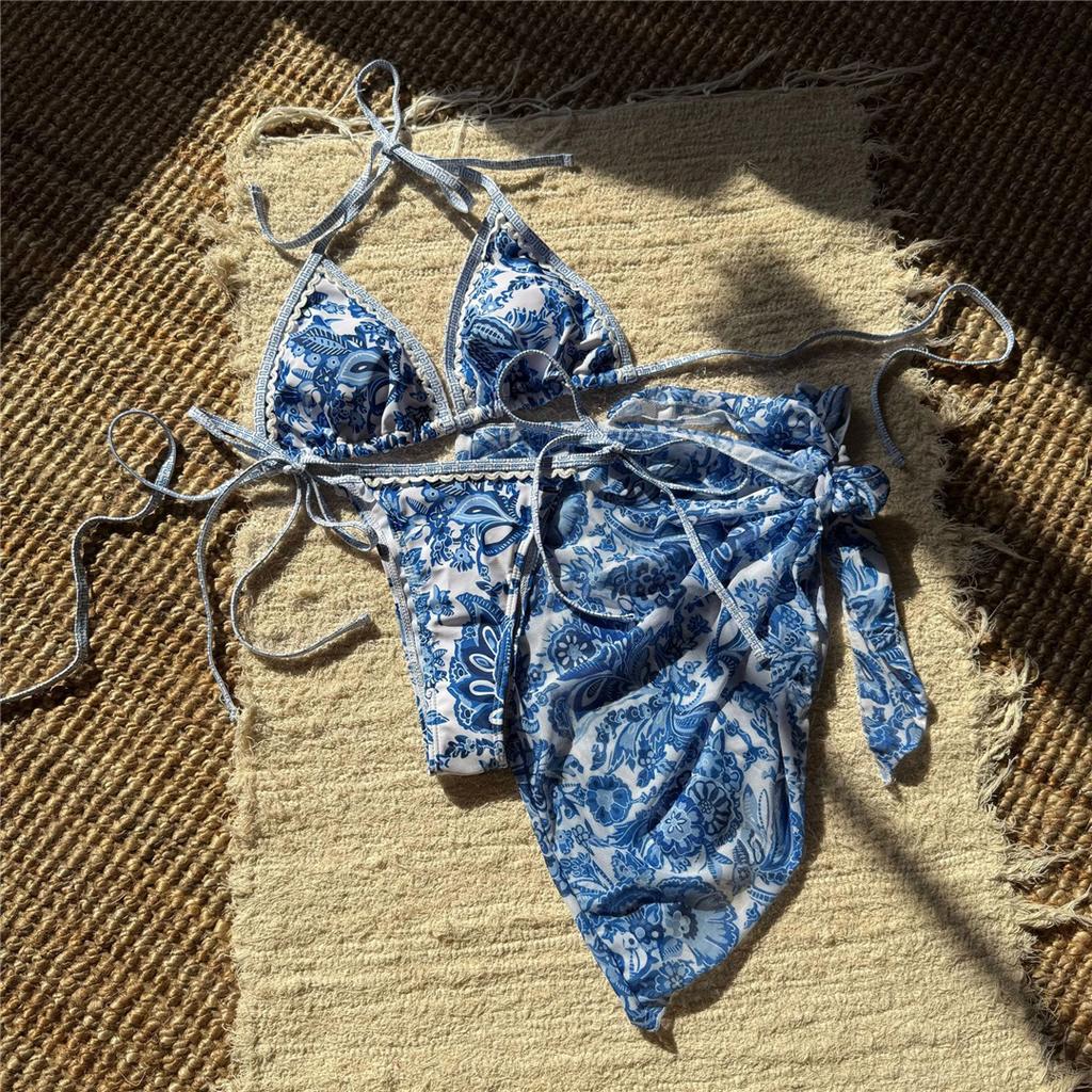 Sparem s potiskem Bikini s halter výstřihem Dámské plavky Ženské plavky Třídílná sada bikin Polstrované plavky Plavky V6966