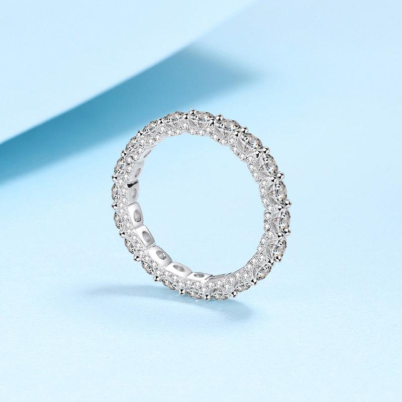 925 Sterling Silver Full Circle Moissanite Ring for Women - Luxury PT950 Gold-Plated Band