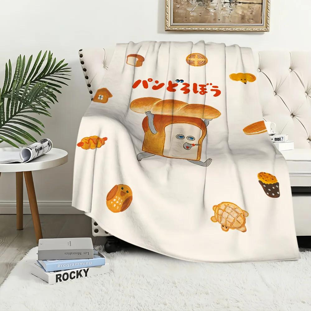 Flannel warm comfort  soft Picture plush Breads Thief blanket for sofa living room office bedroom travel book gift