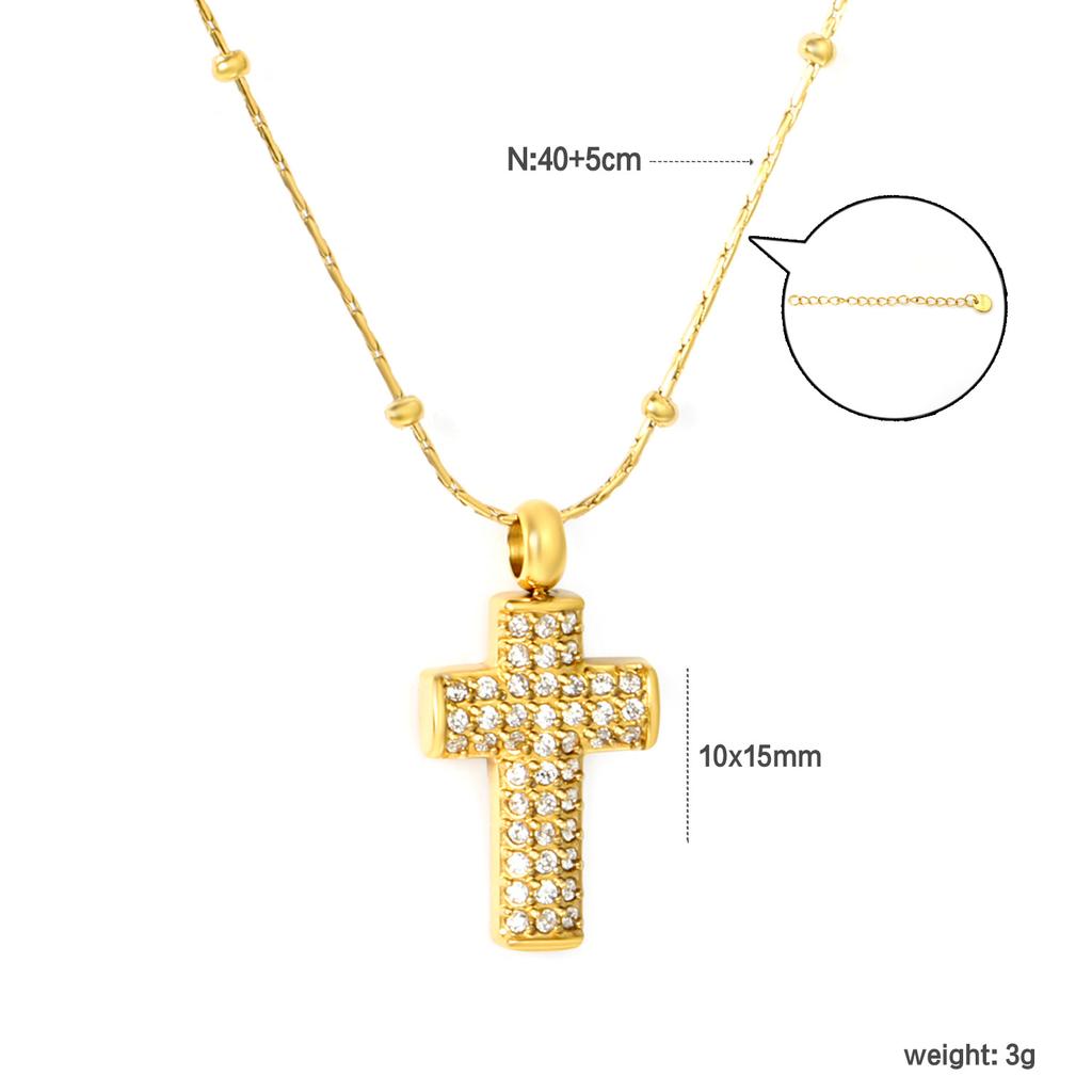 Zircon Cross Pendant Necklace Light Luxury Fashion Jewelry Gift for Women Delicate Collarbone Chain