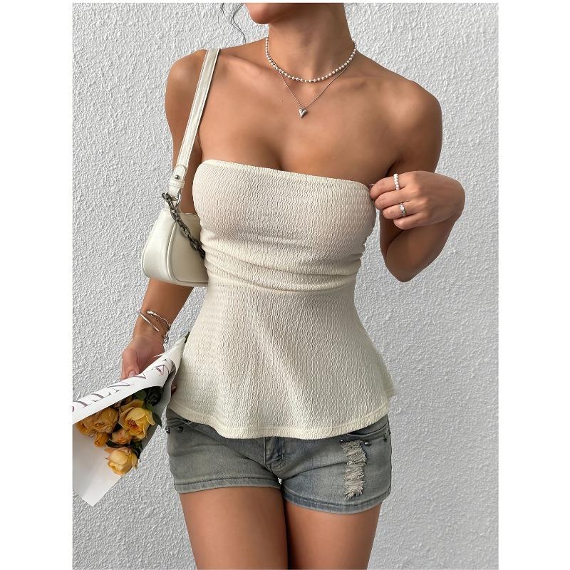 VEZFAA Женская мода Повседневная Летняя Весна Однотонные принтованные блузки и рубашки без рукавов S белый