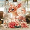 Cute deer and floral patterns Flannel printed blanket suitable for all seasons suitable for living room office sofa and travel