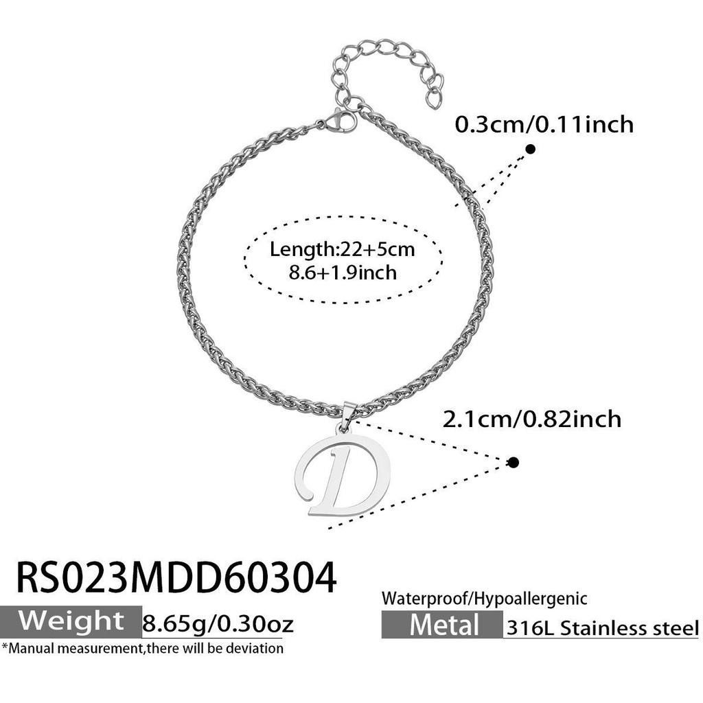 26-Letter Pendant Anklet: Stainless Steel Simple Design Foot Jewelry