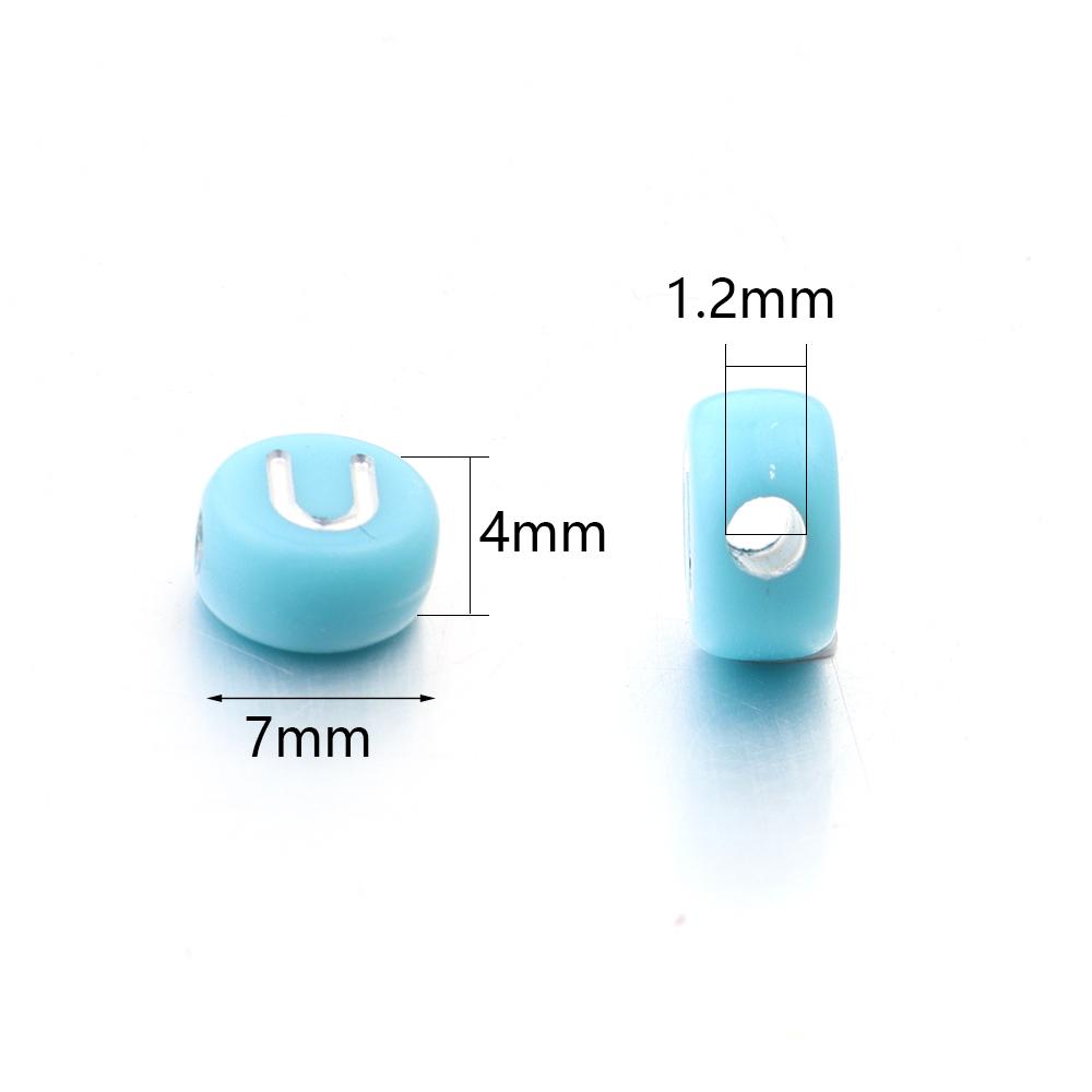 100 Stück/Los 7mm Flache Runde Buchstabenperlen zur Schmuckherstellung Acryl Alphabetperlen Lose Perlen DIY Armband