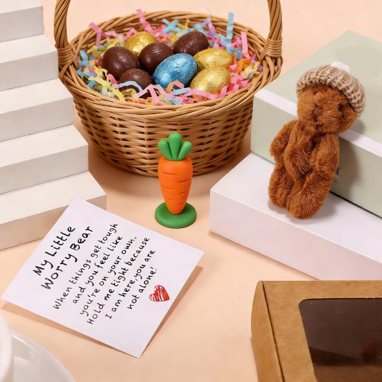 Mini Plush Bear Doll My Little Worry Bear Handmade Gift with Inspirational Card Pocket Bears Hug Plush for Graduation Colleagues & Motivational