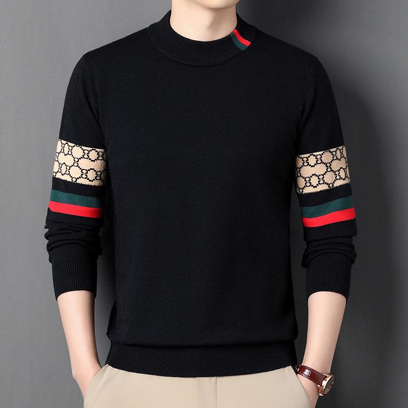 

Men s Thickened Warm Knitted Pullover Sweater for Autumn/Winter - Ideal for Middle-aged and Young Men 4XL чорний