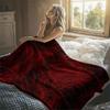 Red Fur Texture Swirl Flannel Blanket Perfect for Sofa Office Bed Travel Sleep Read Relax Camping Four Season Use