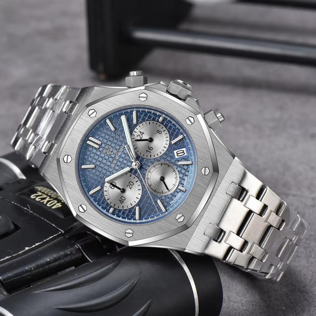 Fashion Man Wristwatch Waterproof Stainless Steel Luminous Men Watch Chronograph Date Luxury Quartz Men's Watches