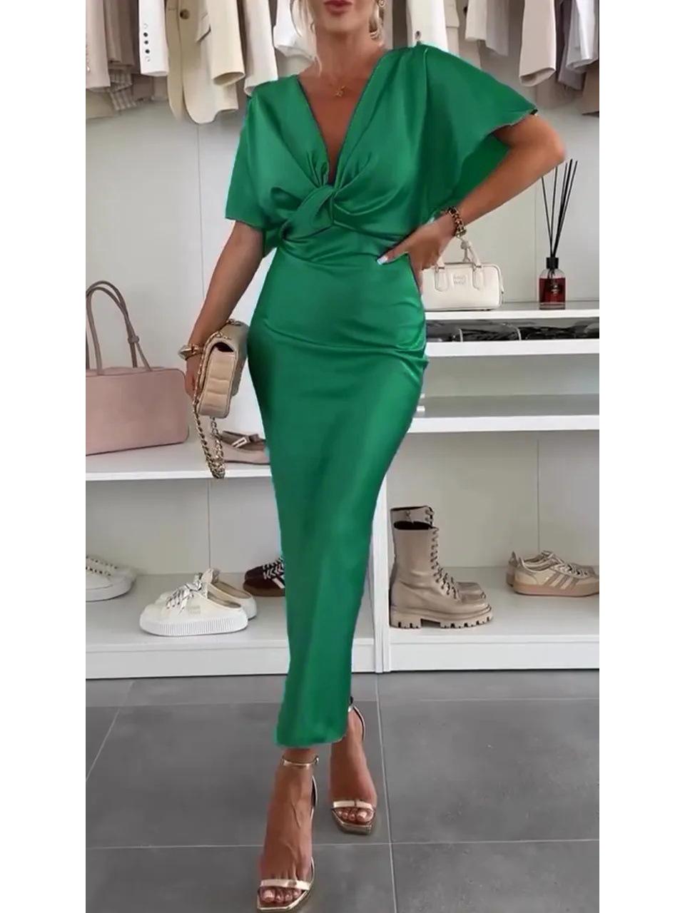 

2025 Весна/Літо Європейсько-Американський Шик Сексуальна Довга Сукня для Жінок S смарагдовий/зелений