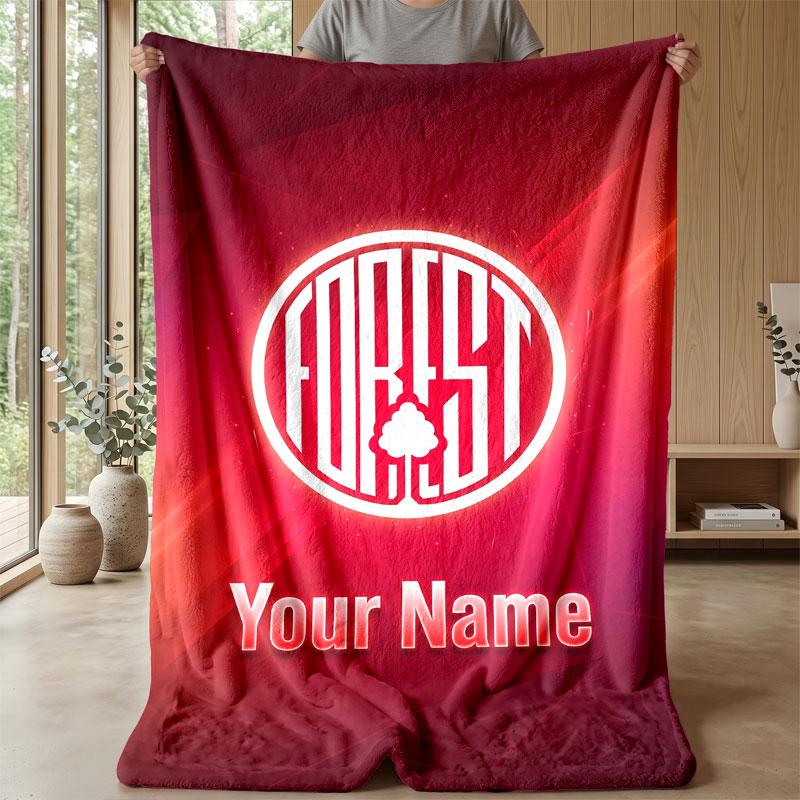 Coperta in Flanella Nottingham Forest FC con Testo Nome Personalizzato Logo Calcio Coperta in Pile Personalizzata Regalo Speciale per Divano Camera da Letto Casa