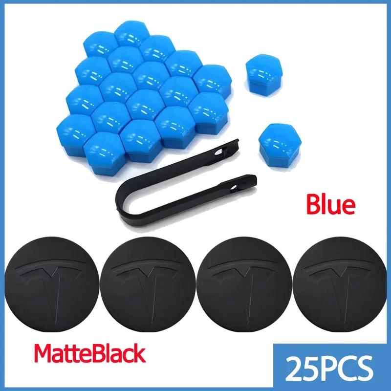 25pcs 29pcs 56mm Matte Black Car Wheel Center Hub Caps for Tesla Model 3 Y S X Tire Lug Nut Protective Covers Styling Decoration