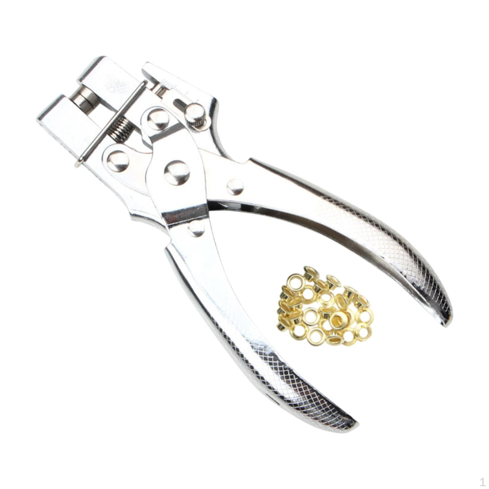 

Grommet Eyelet Pliers Set Belt Hole Punch Tool with 100Pcs Eyelets for Watch