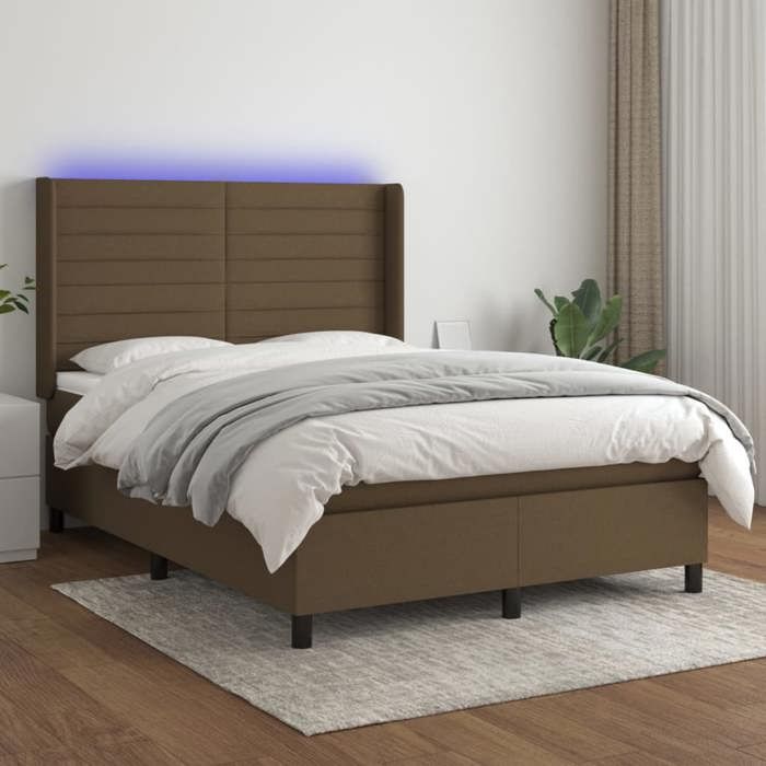 VidaXL Sommier à Lattes de Lit avec Matelas et LED, Lit Rembourré, Lit Double, Lit Adulte de Chambre à Coucher Intérieur, 3138400