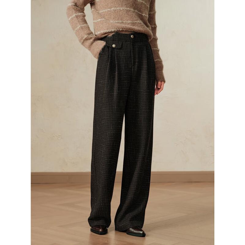 Jiusi Annakou Women's Tweed Wide-Leg Pants
