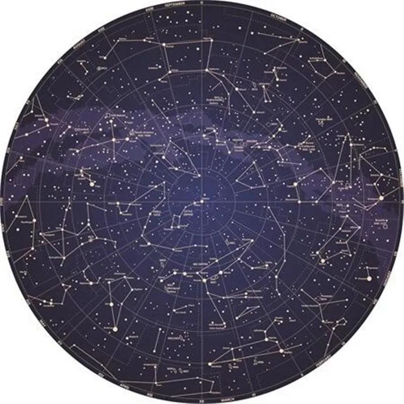 Mystery Constellation Printed Round Carpet Sun and Moon Living Room Rugs Camping Picnic Mats Anti-Slip Yoga Mat for Living Room