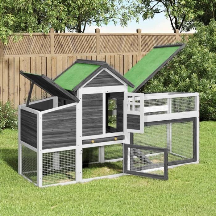 VidaXL Chicken Coop Grey 186.5x58.5x113 Cm Solid Pine Wood 172229