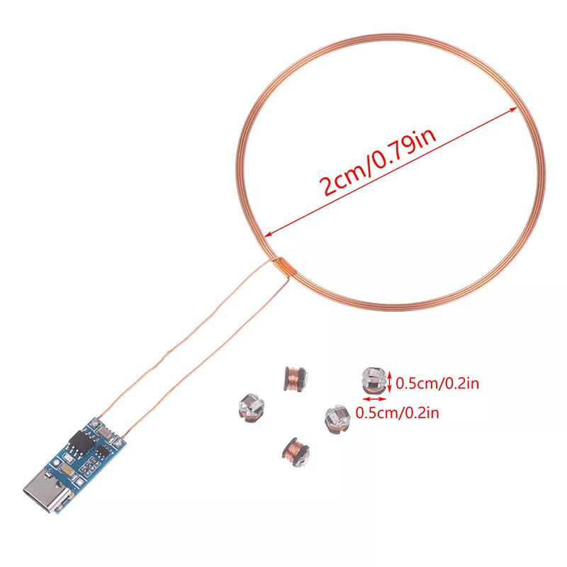 5Pcs DC 5V Wireless Power Supply Transmitter Coil USB Wireless Receiver LED Light Induction Lamp Toys Model Robots Sand Table