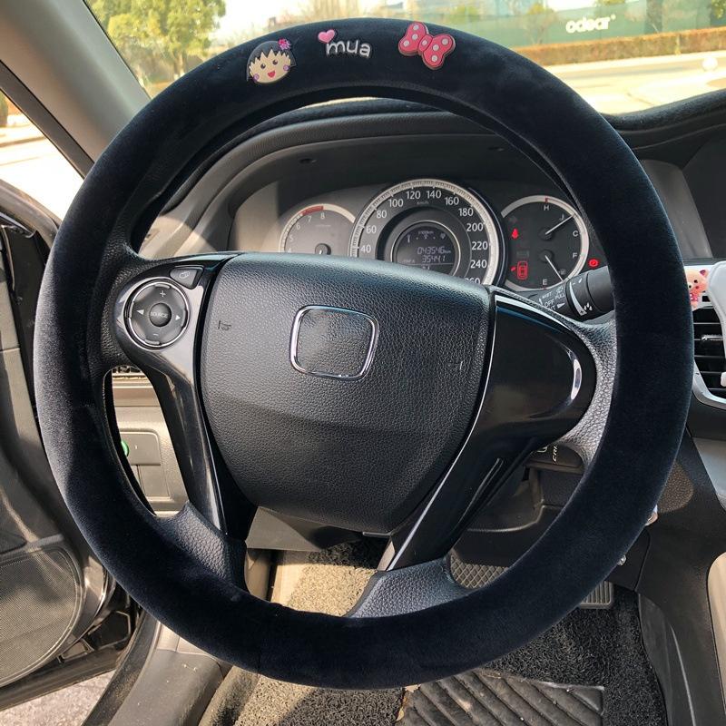 Steering Plush Car Wheel Cover Cartoon Print Four Seasons Installation Easy