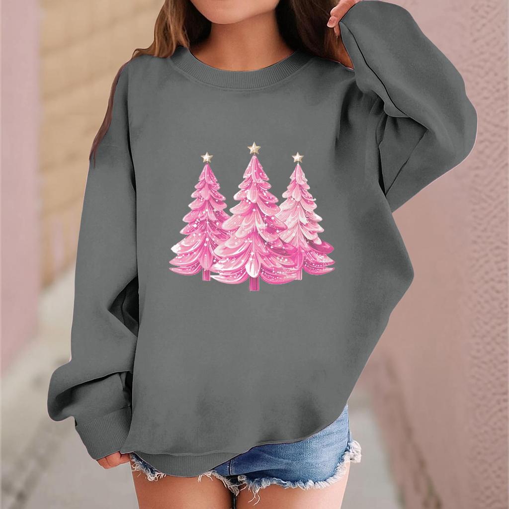 Children's Fashionable Casual Long-sleeved Loose Christmas Print Pullover Sweatshirt