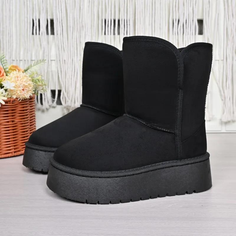 2025 Thick-soled New Winter Dress Casual Fashion Cotton Boots Women Luxury Ankle Boots Fleece Comfort Snow Boots