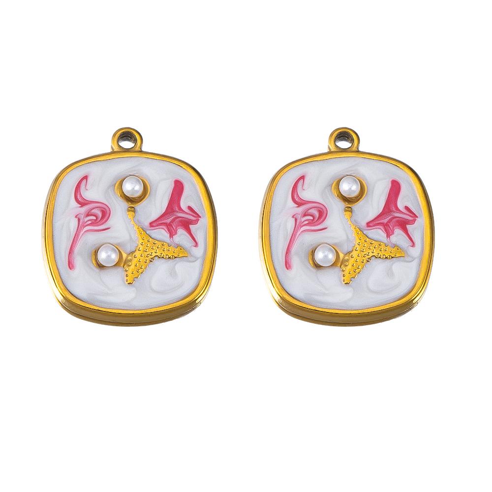 

Square Pendant Oil Drip Enamel Stainless Steel Fishtail Pendant,DIY Jewelry,Bracelet Maker,Charms,2pcs/lot розовый