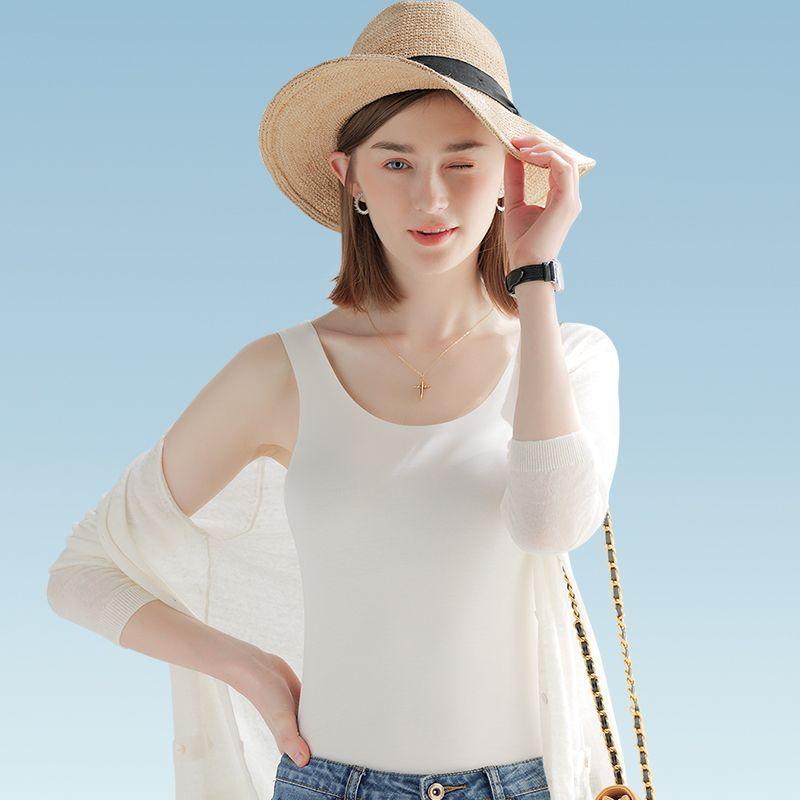 Traceless vest women's slim-fit inner bottoming shirt summer ice silk outer wear suspender thin sleeveless top