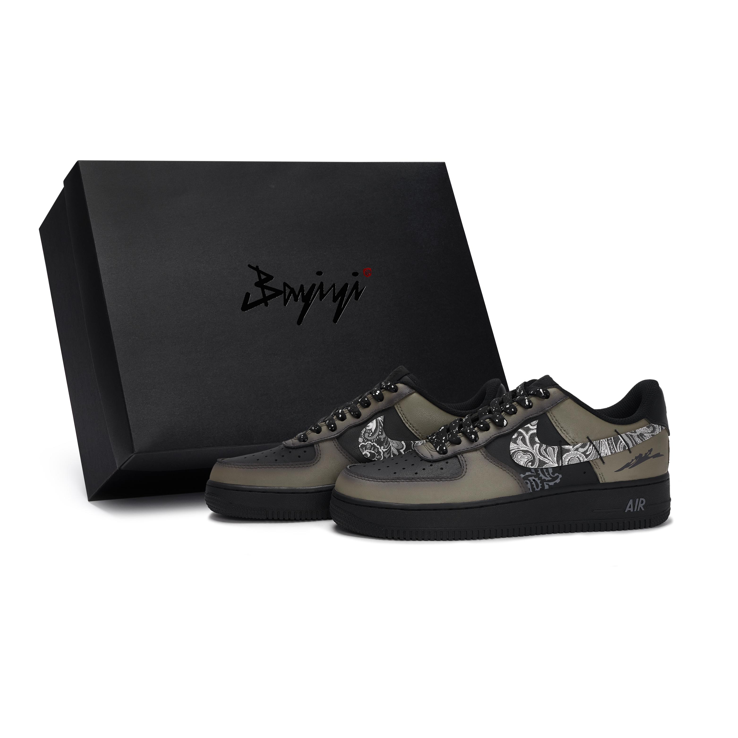 

Nike Air Force 1 Skateboard Shoes Unisex Low Top Black/White/Brown CW2288-001(Team80-S-BOX) 36