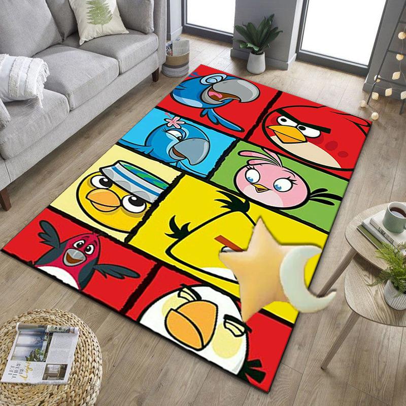 Red Birds Characters Collage Office Rug Chair Mat, Game Carpet, Suitable for Front Door, Bedroom, Living Room, Desk, Holiday Gift