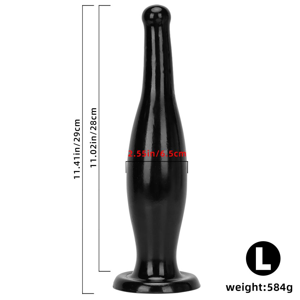 Black Bottle Shape Anal Plug with Sucker Anal Dilator Adult Sex Toy Masturbator Fisting Big Dick Realistic Dildo PVC BDSM