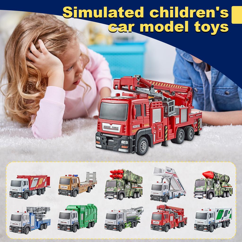 Simulation Fire Truck Ladder Truck Sprinkler Truck Sanitation Truck Alloy Engineering Vehicle Children's Car Model Toy