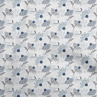 Cotton Poplin Blue Fabric Dotted Floral Fabric For Sewing Printed Craft Fabric By The Yard 42 Inch