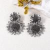   personalized retro screw closure double-layer flower alloy pendant earrings, high-end versatile design women's models