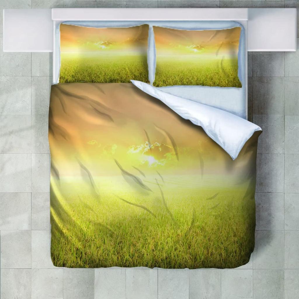 Rice Field Duvet Cover Set For Teens Queen Lightweight Down Quilt Covers Bedroom Decor 2 Pillowcases 1 Duvet Cover No Comforter