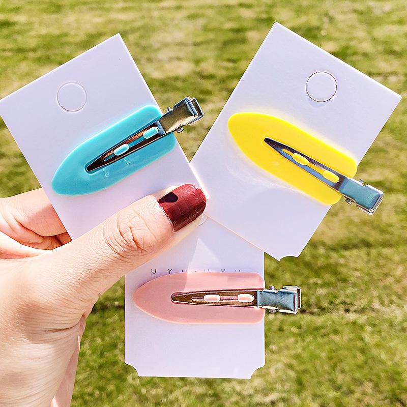 4PCS/Set Women Girls Candy Colors Flat No Indentation Hairpins Sweet Hair Clips Barrettes Headband Hair Accessories